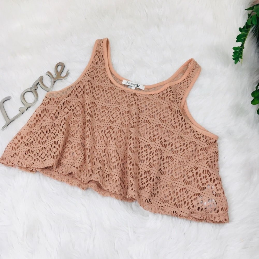 Forever 21 Tank Top Bohemian Lace Crochet All Over Floral Size Medium